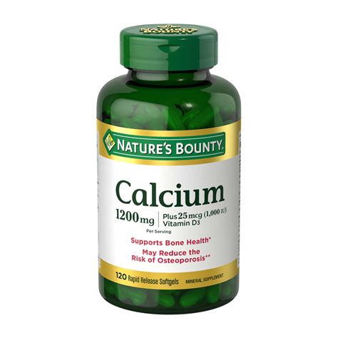 Natures Bounty Absorbable Calcium 1200mg Plus Vitamin D3 25mcg