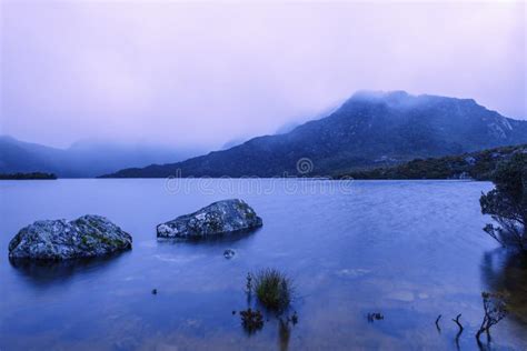 Cradle Mountain In Tasmania On A Cloudy Day Stock Photo Image Of