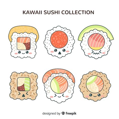 Free Vector Hand Drawn Kawaii Sushi Collection
