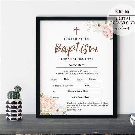 Baptism Certificate Printable Baby Baptism Certificate Girls Etsy