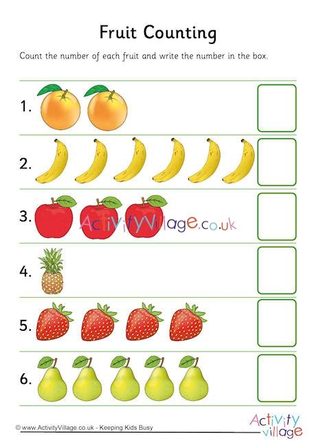Counting Fruit Worksheet