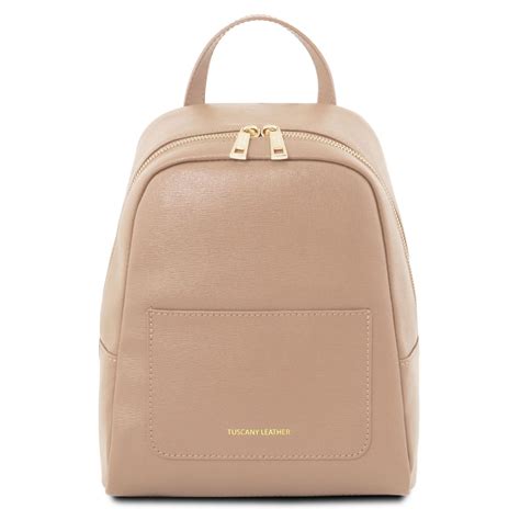 Tl Bag Small Saffiano Leather Backpack For Woman Nude Tl