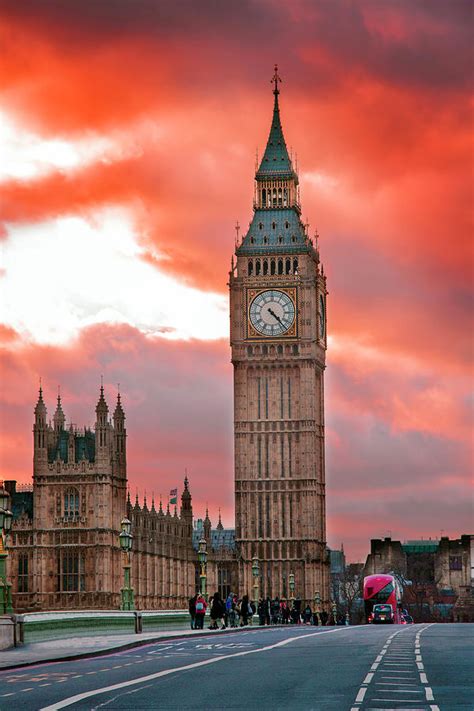 Big ben is the nickname for the great bell of the striking clock at the north end of the palace of westminster; Big Ben in London and beautiful sunset clouds in the city ...