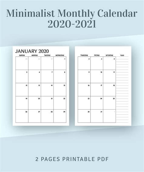 2 Page Monthly Calendar 2021 Printable Free Free Letter Templates