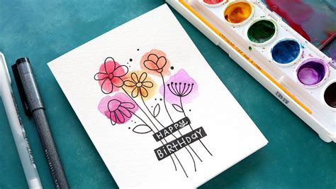 Watercolor Birthday Card Tutorial Birthday Girl