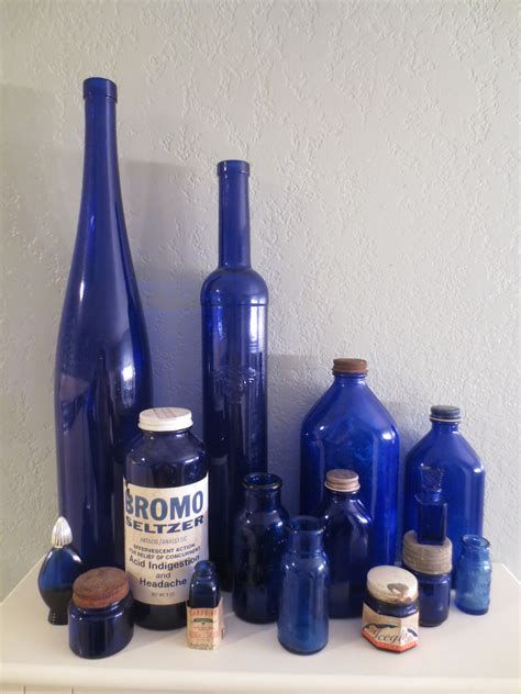 Cobalt Blue Glass Bottle Collection Blue Glass Bottles Bottles Decoration Glass Bottles