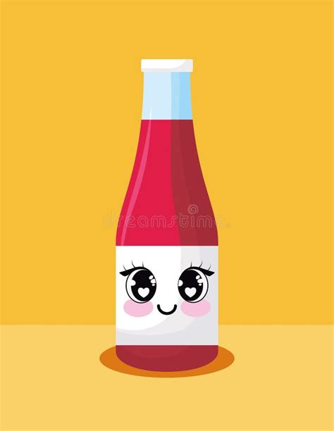 Kawaii Bottle Sauce Tomate Kitchen Stock Illustration Illustration Of