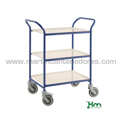 With 3 lay out 3 long big shelves, this file cabinet has ample storage space. Service trolley blue with 3 shelves whites 770x495x960 mm