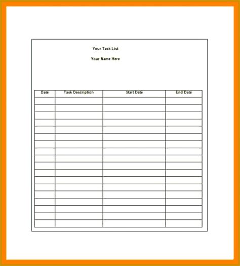 Daily Task Sheet Template Fabtemplatez