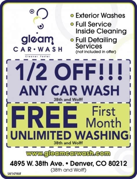 Enjoy a free polish & shine car wash from cobblestone! Gleam Car Wash | Car wash coupons, Car wash, Wash