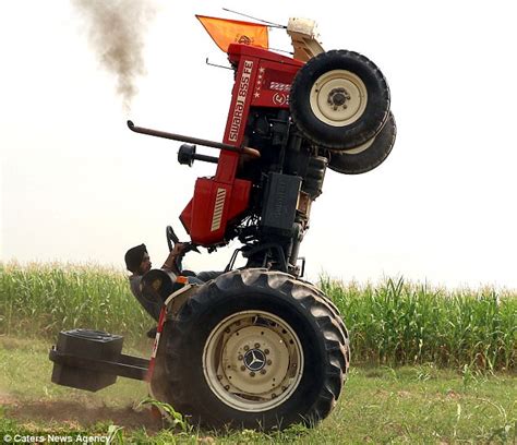 Indian Farmer Performs Stunts And Wheelies In Tractor Daily Mail Online