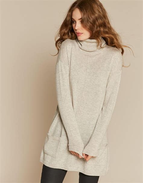 Womens Longline Roll Neck Sweater With 5 Cashmere Sweaters Roll