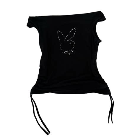 Black Playboy Crop Top 💗 Black Bare Shoulders Crop Depop