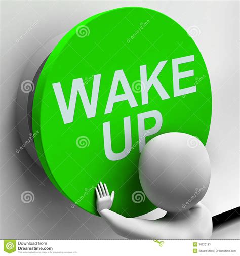 Wake Up Button Means Alarm Awake Or Morning Stock
