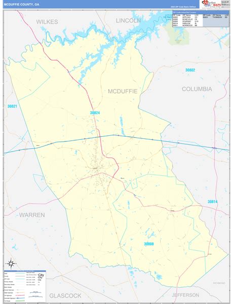 Mcduffie County Ga Zip Code Wall Map Basic Style By Marketmaps Mapsales
