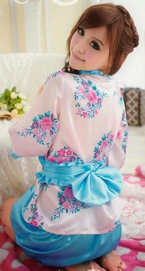 Fashion Care 2u L1577 Sexy Pink Floral Kimono Lingerie Sleepwear