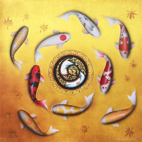 Famous Koi Painting L Traditional Thai Art L Buy Paintings From Thailand