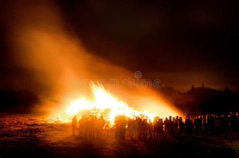 Villagers Around Large Easter Bonfire Stock Photos Free And Royalty