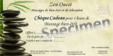 Chèque Cadeau Pour Massage Californien Duo Au Centre De Massages Zen Ouest Nantes 44