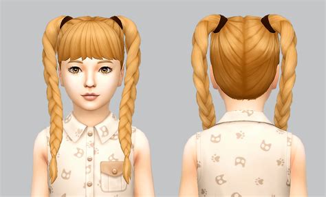 Simlaughlove Playful Braids Recolored In 24 Crayolas Naturals Sims 4