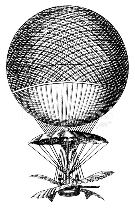 Early Hot Air Balloon Antique Scientific Illustrations