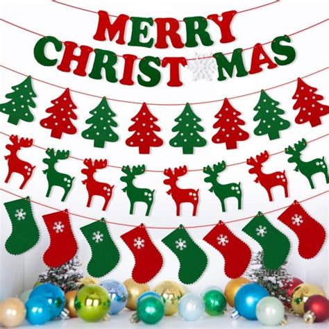 4 Set Christmas Banner 107ft 4 Designs Merry Christmas Garland Party