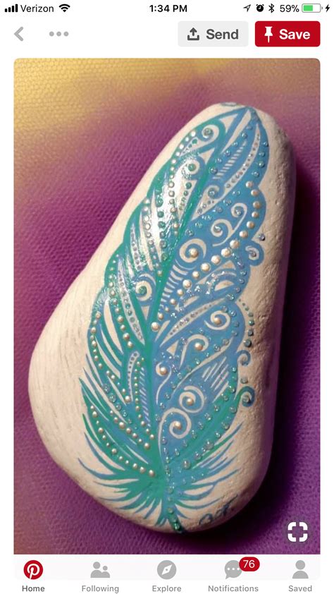 Painted Rocks Feather Rock Painting Art Painted Rocks Stone Art