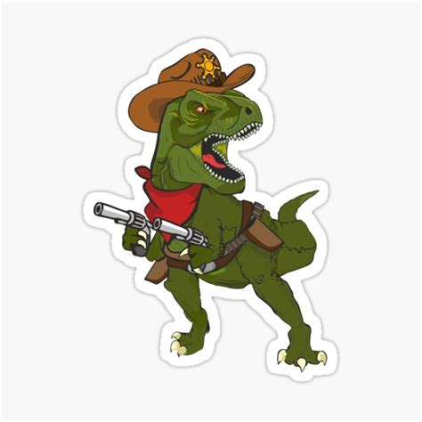 T Rex Cowboy Dinosaur Western Country Hat Funny Art Sticker For Sale