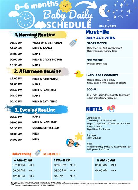 Printable Baby Daily Routine Template Pic Leg