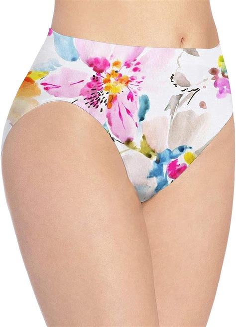 Not Applicable Womens Watercolor Pink Floral Print Underweargirls Cute Hipster Briefs Panties