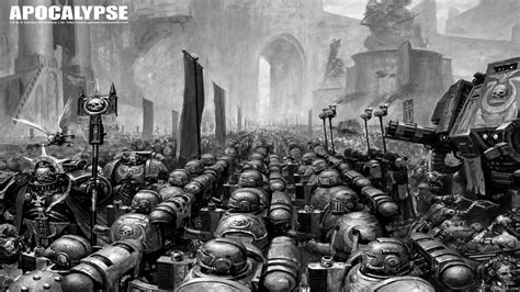 Grayscale Apocalypse Poster Space Marines Warhammer 40000 Hd