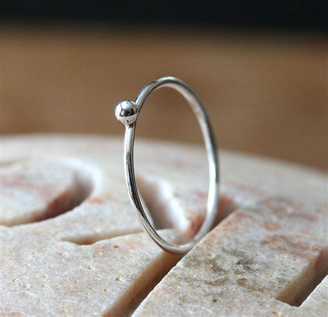 Thin Pebble Stacking Ring In Sterling Silver Size 2 To 15delicate