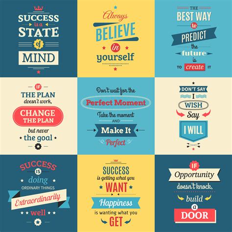 Success Quotes Colored Isolated Posters 478848 Vector Art At Vecteezy