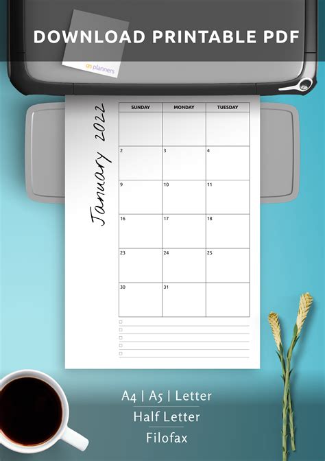 Download Printable Monthly Calendar With Notes Pdf Monthly Blank
