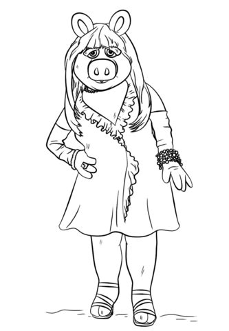 Download coloring pages to meet unusual creatures again. Miss Piggy from The Muppets coloring page | Free Printable ...