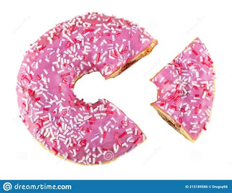 Section Of Pink Donut With Sprinkles Piece Of Donut Isolated On White