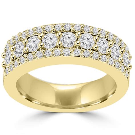 160 Ct Ladies Round Cut Diamond Anniversary Ring In 14 Kt Yellow Gold