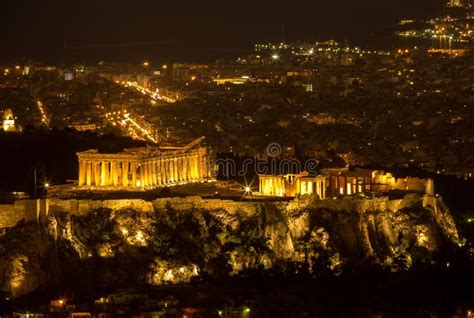 Acropolis By Night Athens Greece Stock Image Image Of Illuminated