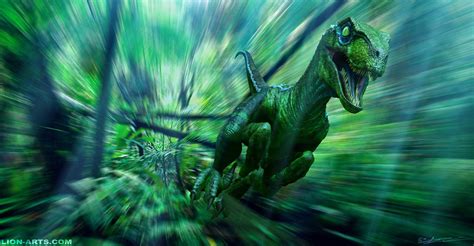 Artstation Lion Arts Jurassic Park Inspired Male Velociraptor Running