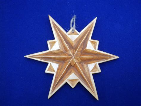 Chip Carved Wood Star Christmas Ornament Tallado En Madera Madera