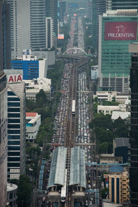 Traffic Jam On Sathorn Rd In The Evening On After Work Bangkok