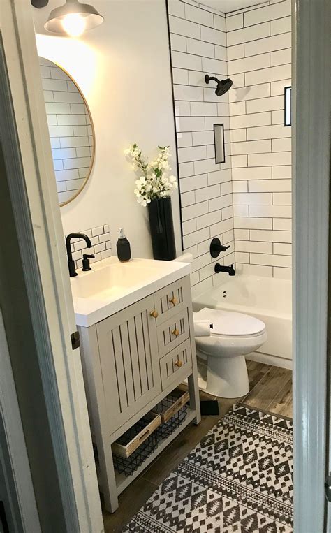 Bathroom Fixer Upper Remodel Black And White Bathroom Gold Bathroom