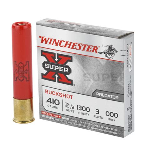 winchester super x predator 410 bore 2 1 2 000 buckshot 3 pellets 5 box munitions express