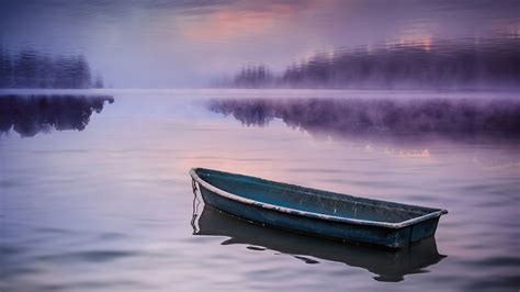 Lone Boat Sunset 4k Wallpaper Photos