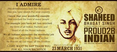 23 march shaheed diwas hindi quotes desh bhakti | azadi quotes in hindi. I Admire Shaheed Bhagat Singh - 23 March 1931 | Proud 2B ...