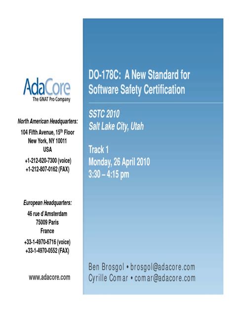 Do 178c A New Standard For Software Safety Certification Do 178c A