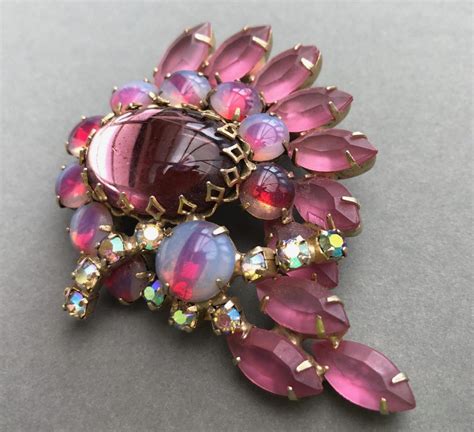 S Schreiner Pink Brooch SOLD Jewels Past Vintage Costume Jewellery