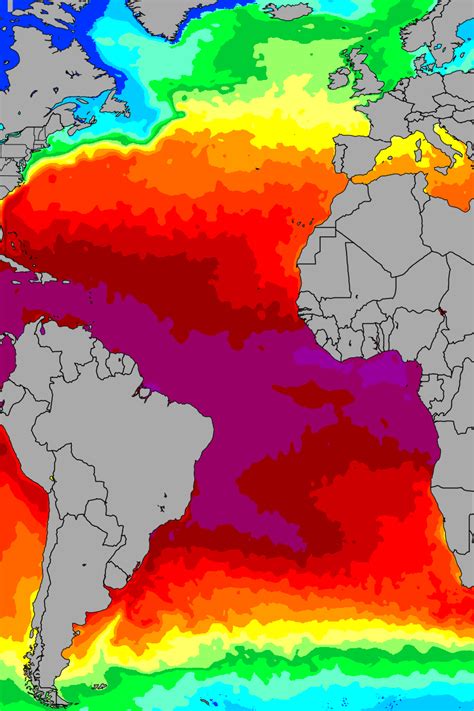 Atlantic Ocean Water Temperature Map World Map