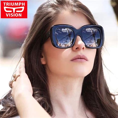 Triumph Vision Oversized Shield Sunglasses Women Brand Designer Square Gradient Sun Glasses