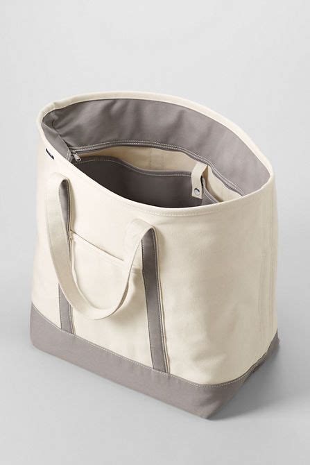 Extra Large Natural Zip Top Canvas Tote Bag From Lands End Canvas